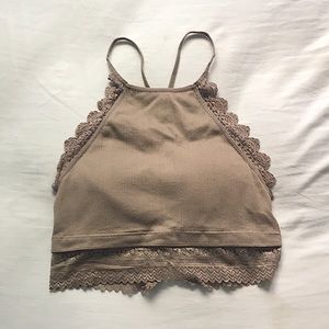 Fornia cropped fitted tank top for women. dark tan color. s/m size.